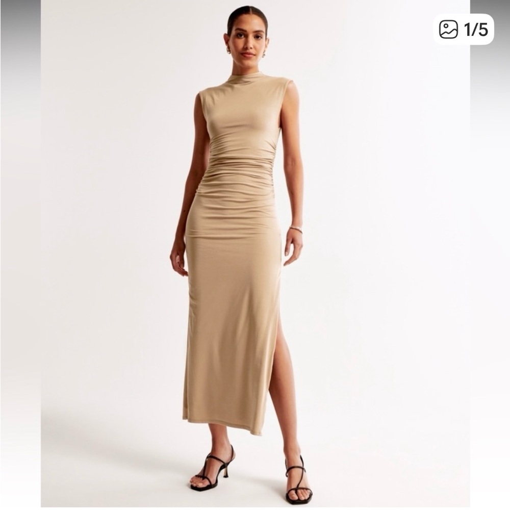 Abercrombie & Fitch Tan Midi Dress NWT!! Med